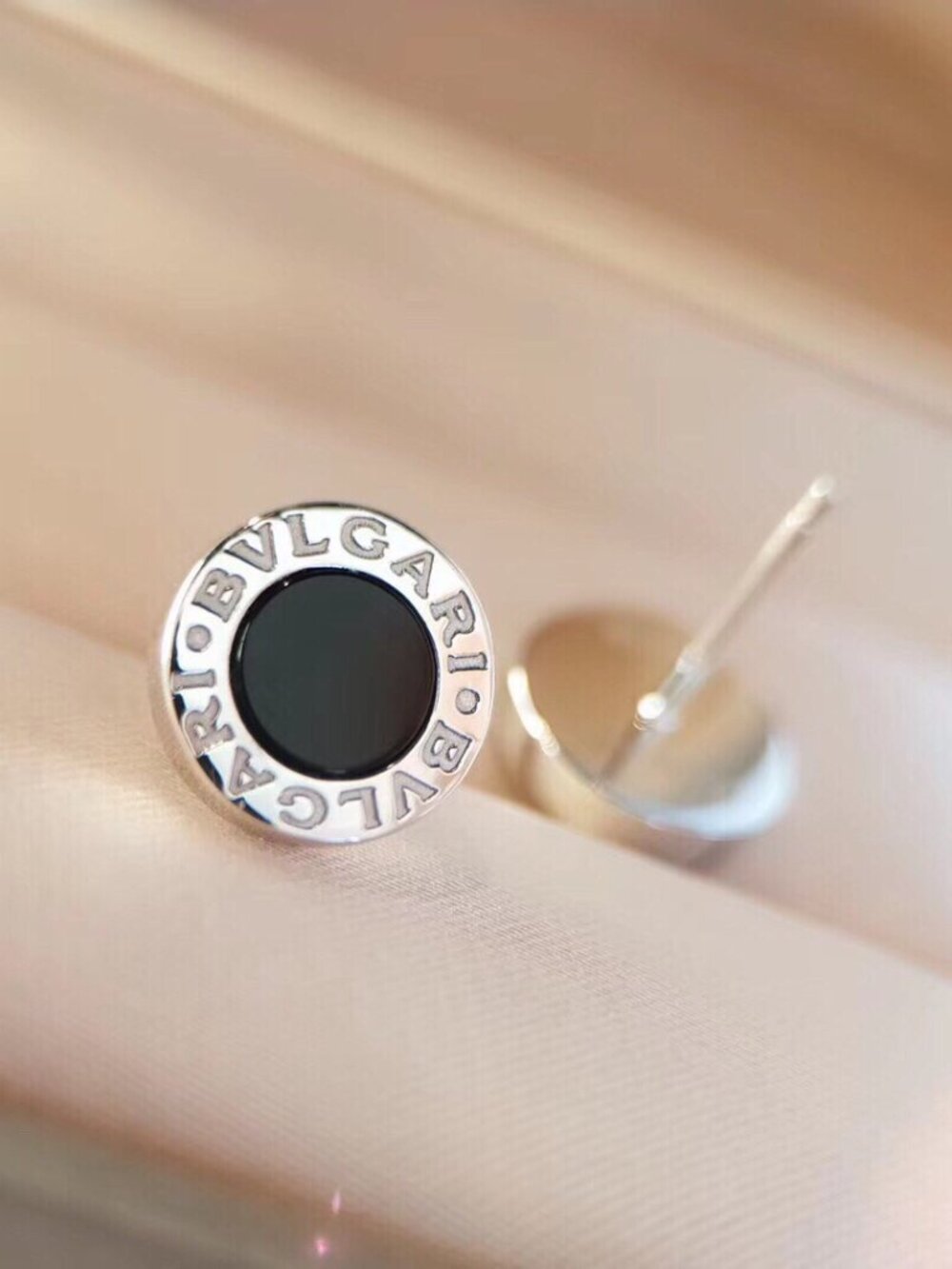 Bulgari Black and White Natural Stone Earrings - Picture 3 of 5